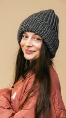 Žebrovaná čepice Šedá tmavá