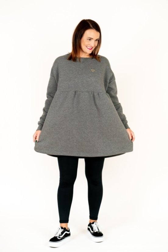 Mikinové šaty Amy Šedá - teplé - Velikost: XS/S