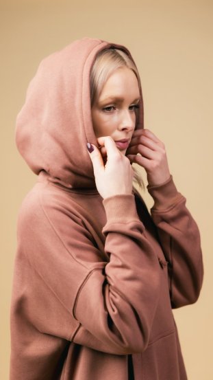 Mikina s kapucí Old rose