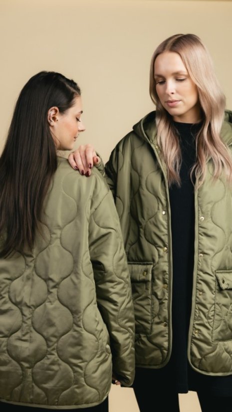 Prošívaná bunda Millie olivová - Velikost: XS