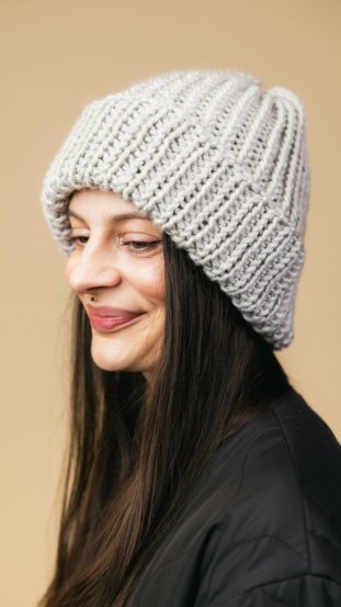 Žebrovaná čepice Šedá světlá